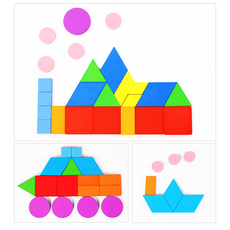 Wooden Color Tangram Jigsaw Puzzle (iron box)