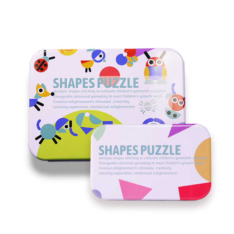 Wooden Color Tangram Jigsaw Puzzle (iron box)