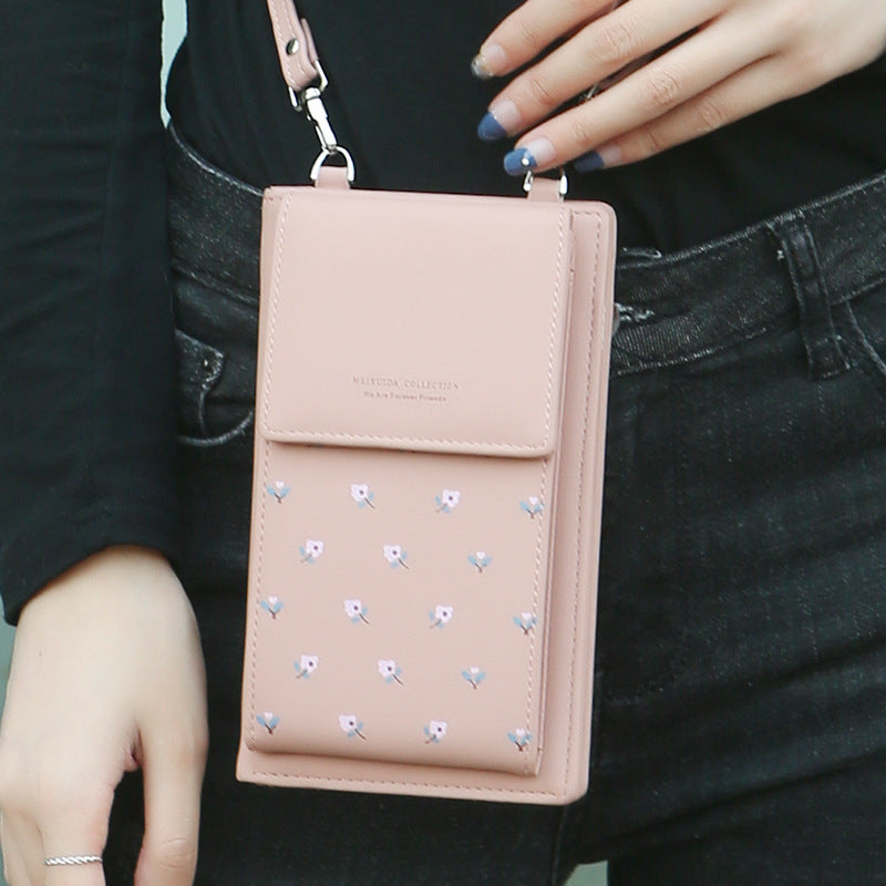 Printed Flower Cross body mobile phone bag and wallet