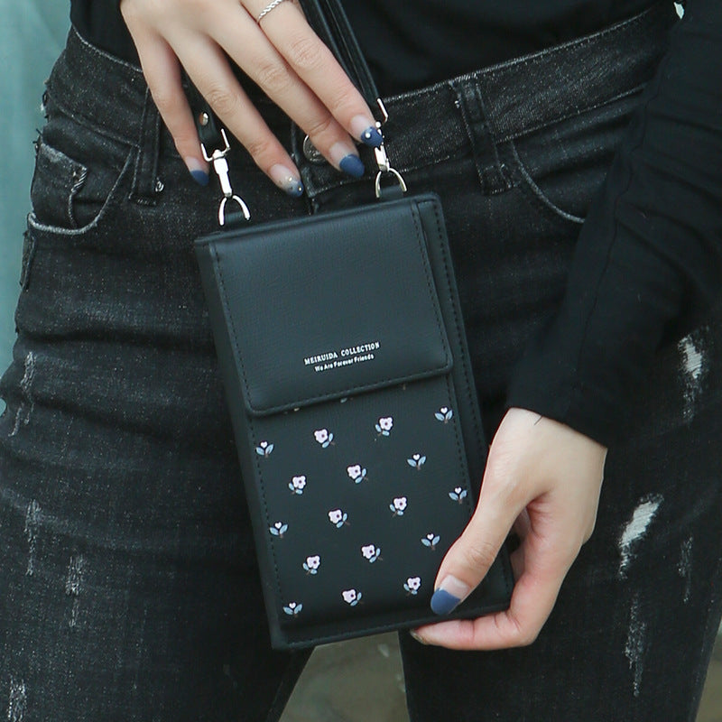 Printed Flower Cross body mobile phone bag and wallet