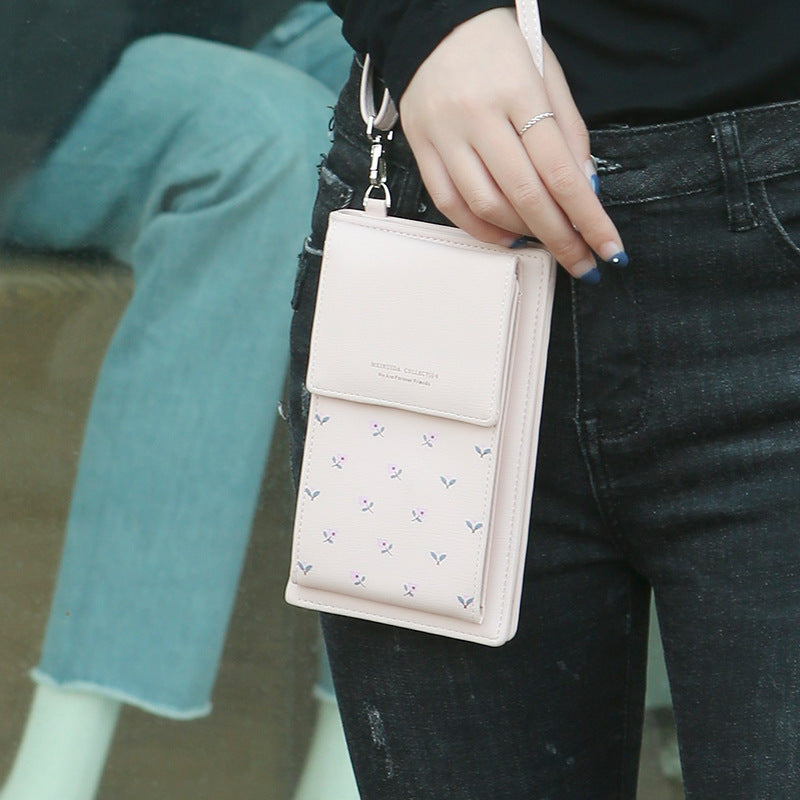 Printed Flower Cross body mobile phone bag and wallet