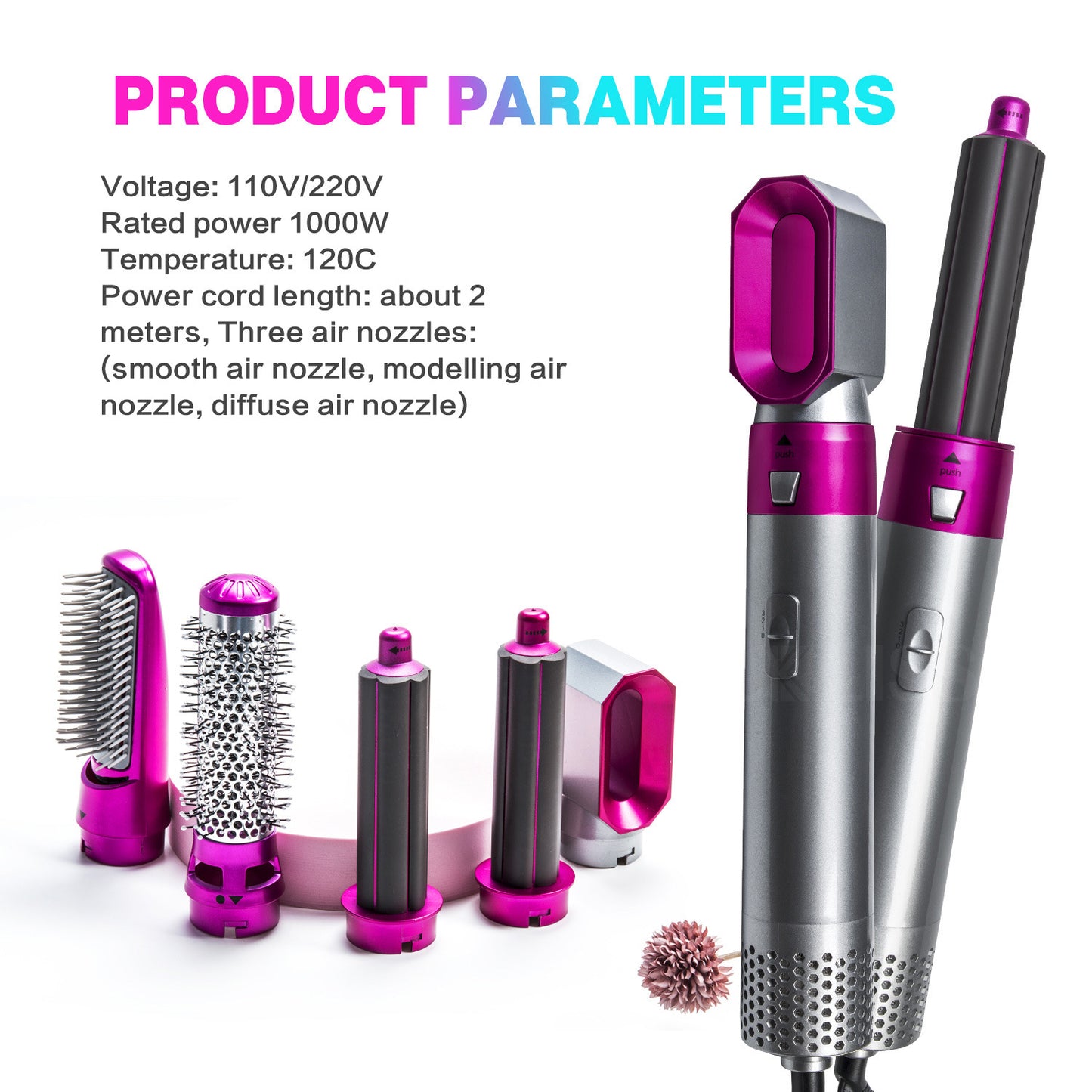 Multifunctional 5-in-1 hot air comb (curler / straight / dryer)