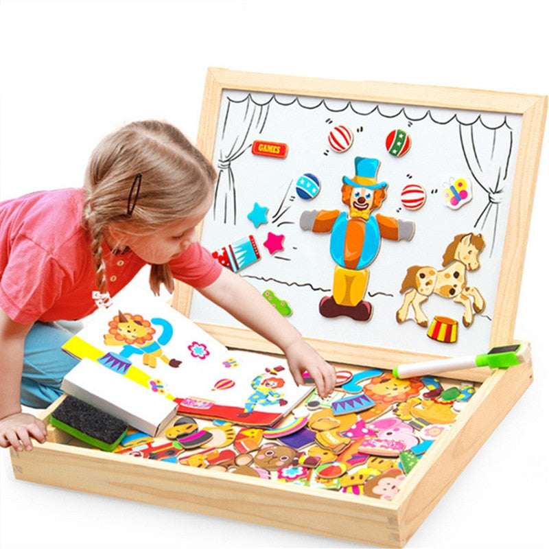 3D magnetic puzzle + drawing board