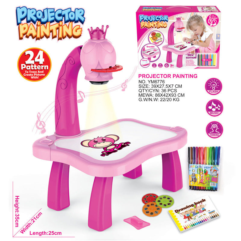 Kids Projector Drawing Table Painting Board Desk